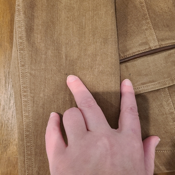 LRL Ralph Lauren Tan Button Down Military Style Sheep Leather Trim Jacket - Picture 13 of 14